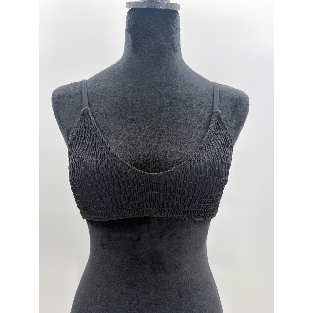 Xhilaration Black Smocked Triangle Bikini Top Adjustable Straps Small 238153466